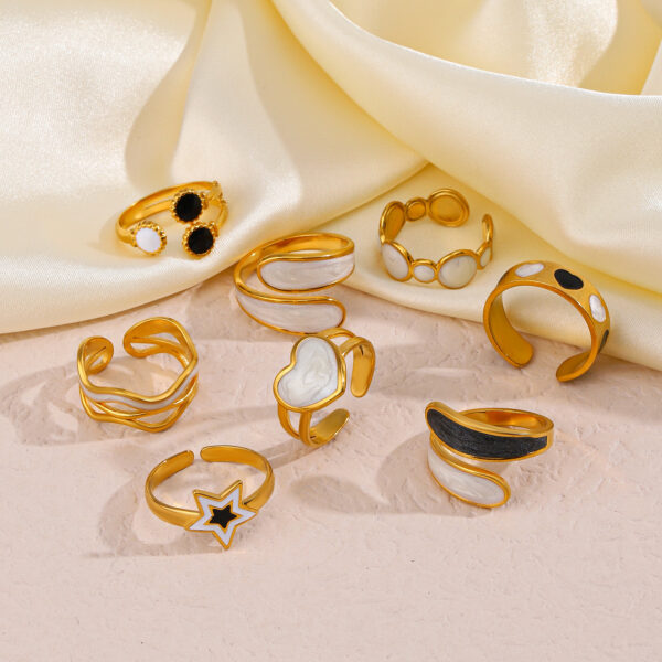 bague blanche en acier inoxydable, style tendance