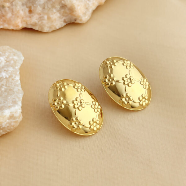 Ellipse Bohème” – Boucles d’oreilles ovales en acier inoxydable (style rétro tendance)
